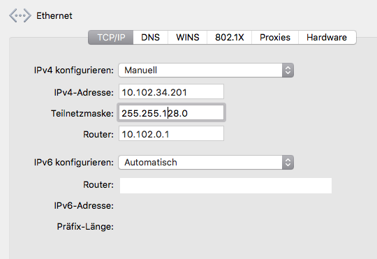 Screenshot System preference mac os x network